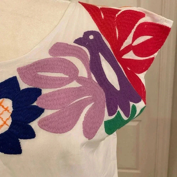 . Marie Womens Maya Embroidered Mexican Textile Shirt Blouse - Picture 7 of 7